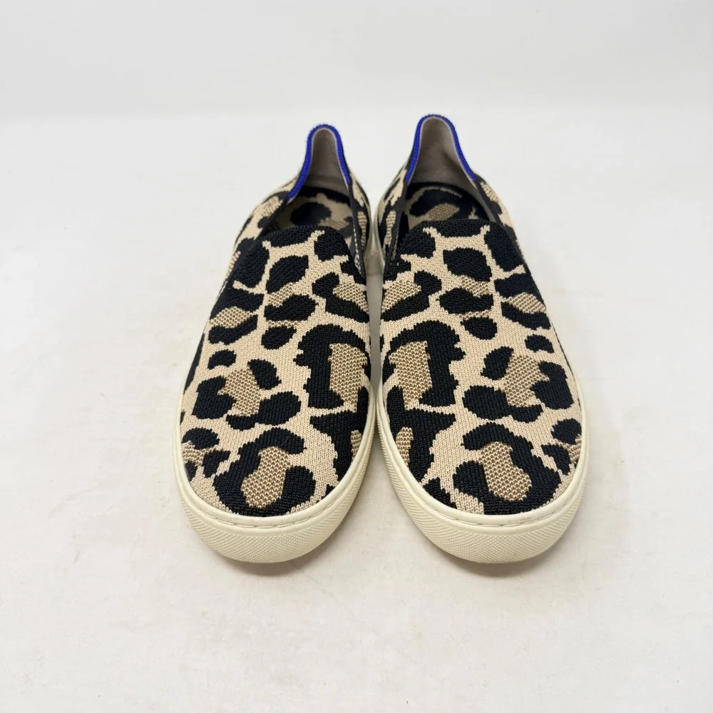Rothy's The Sneaker Leopard Tan Size 8 Slip On Animal Print Sustainable Casual